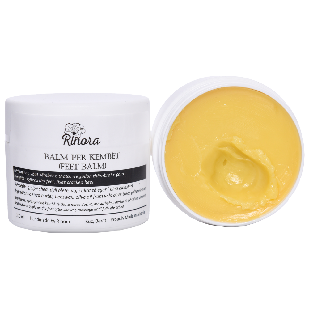 Balm për këmbët me Gjalpë Shea, Dyll Blete &amp; Vaj Ulliri të egër (100 ml)